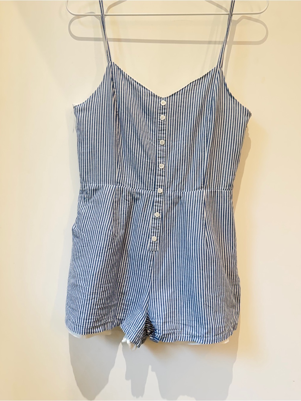 English Factory Blue White Striped Romper Size S